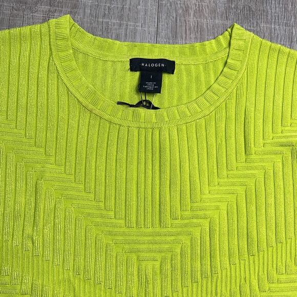 HALOGEN Green Sorbet Sleeveless Peplum Ribbed Sweater Blouse Women’s - Picture 5 of 10